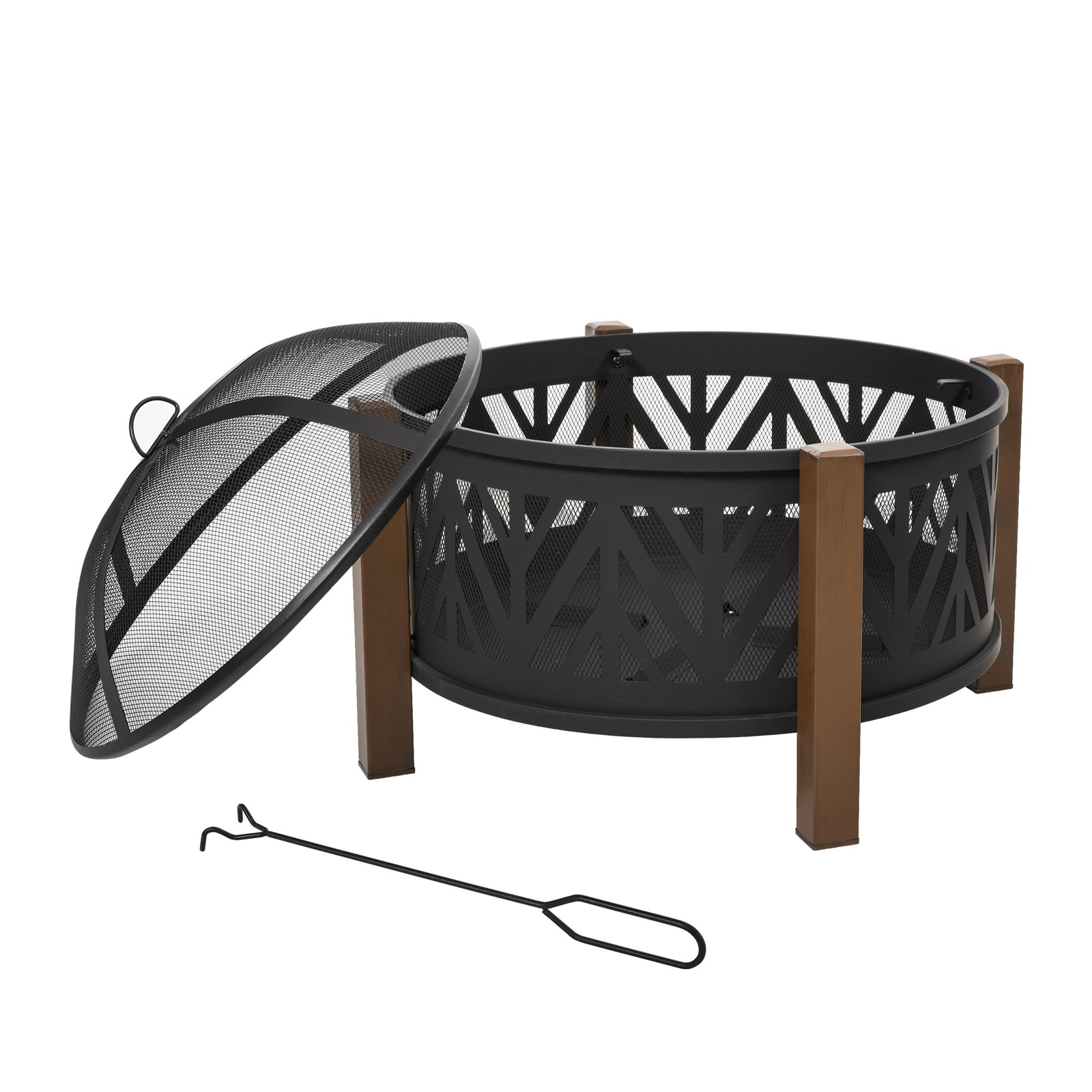 Outsunny 78cm Outdoor Fire Pit & Bbq Garden Heater