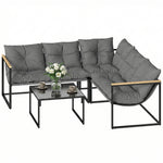 Outsunny 4 Piece Garden Furniture Set With Cushions Coffee Table, Grey