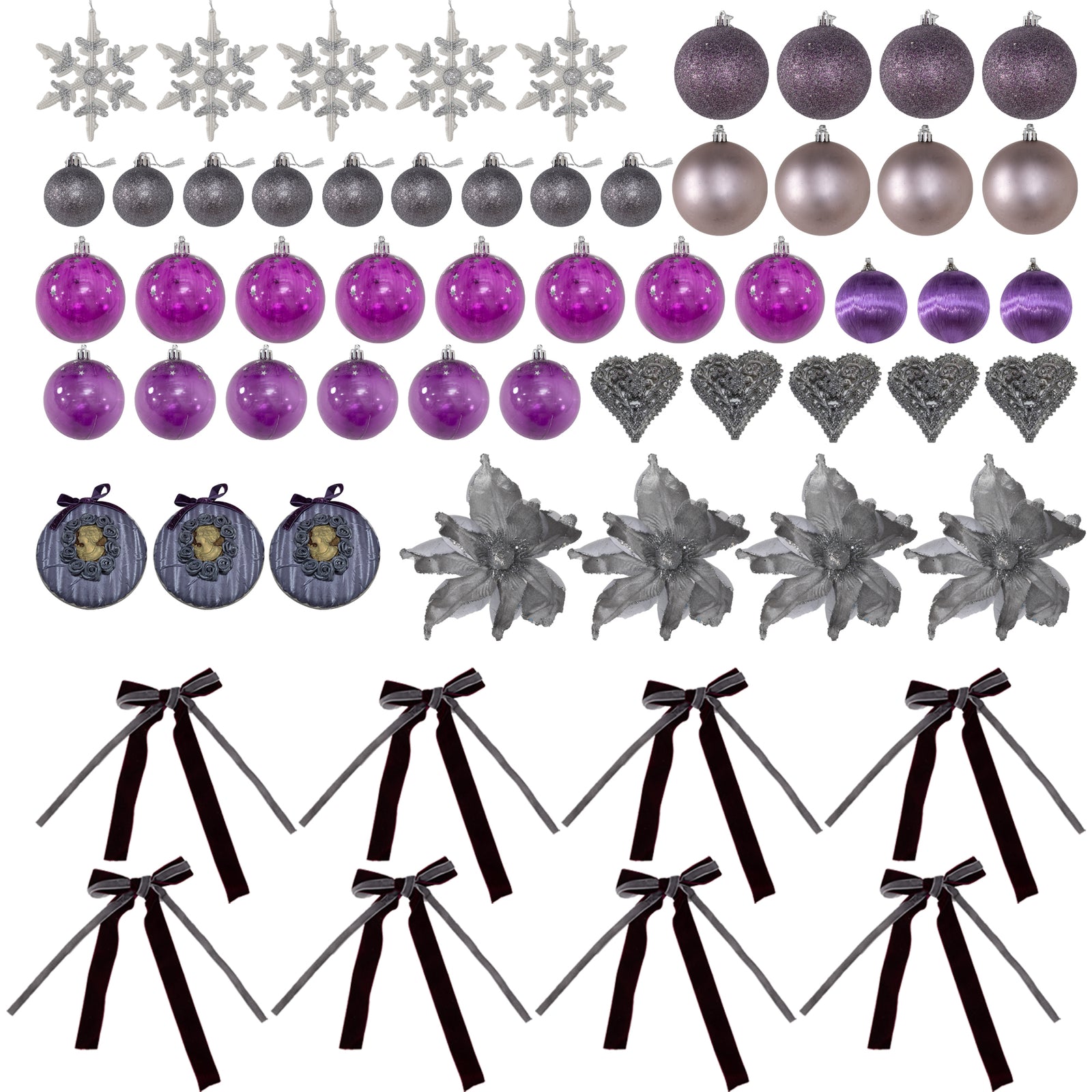 6ft Artificial Prelit Christmas Tree W/ Led Lights, Purple Ornaments | 6ft | Green