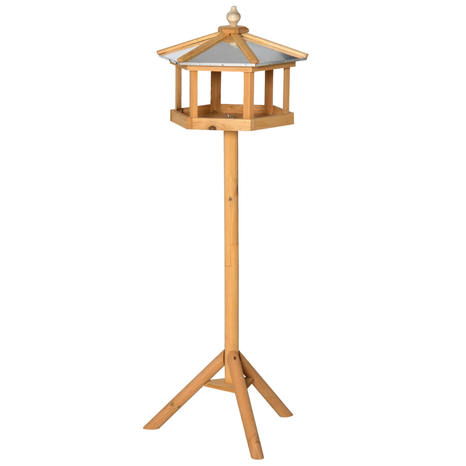 Pawhut Wooden Bird Table Free Standing Feeder Garden And Backyard Station
