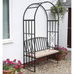 Metal Garden Arch And Bench Complete With Cushion