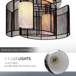 Flush Mount Ceiling Light W/ Wire Drawing Lampshade Chrome