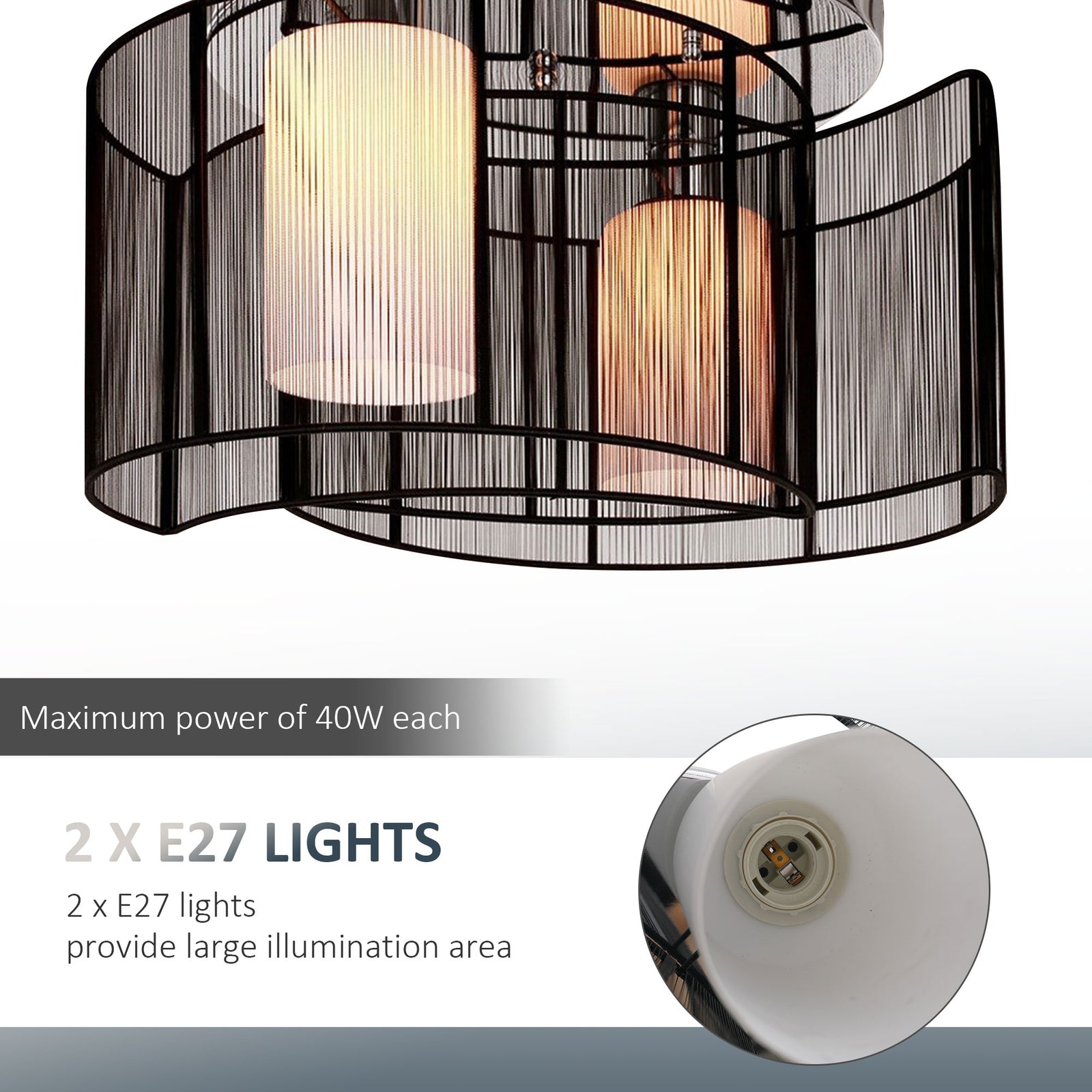 Flush Mount Ceiling Light W/ Wire Drawing Lampshade Chrome
