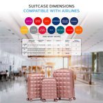 Set Of 3 Hard Case Bubble Design Check-in Size Suitcases Hold Luggage - Overhead Cabin Bag With Medium & Large Check-in 20kg+ Hold Suitcase | Set of 3 | Rose Gold