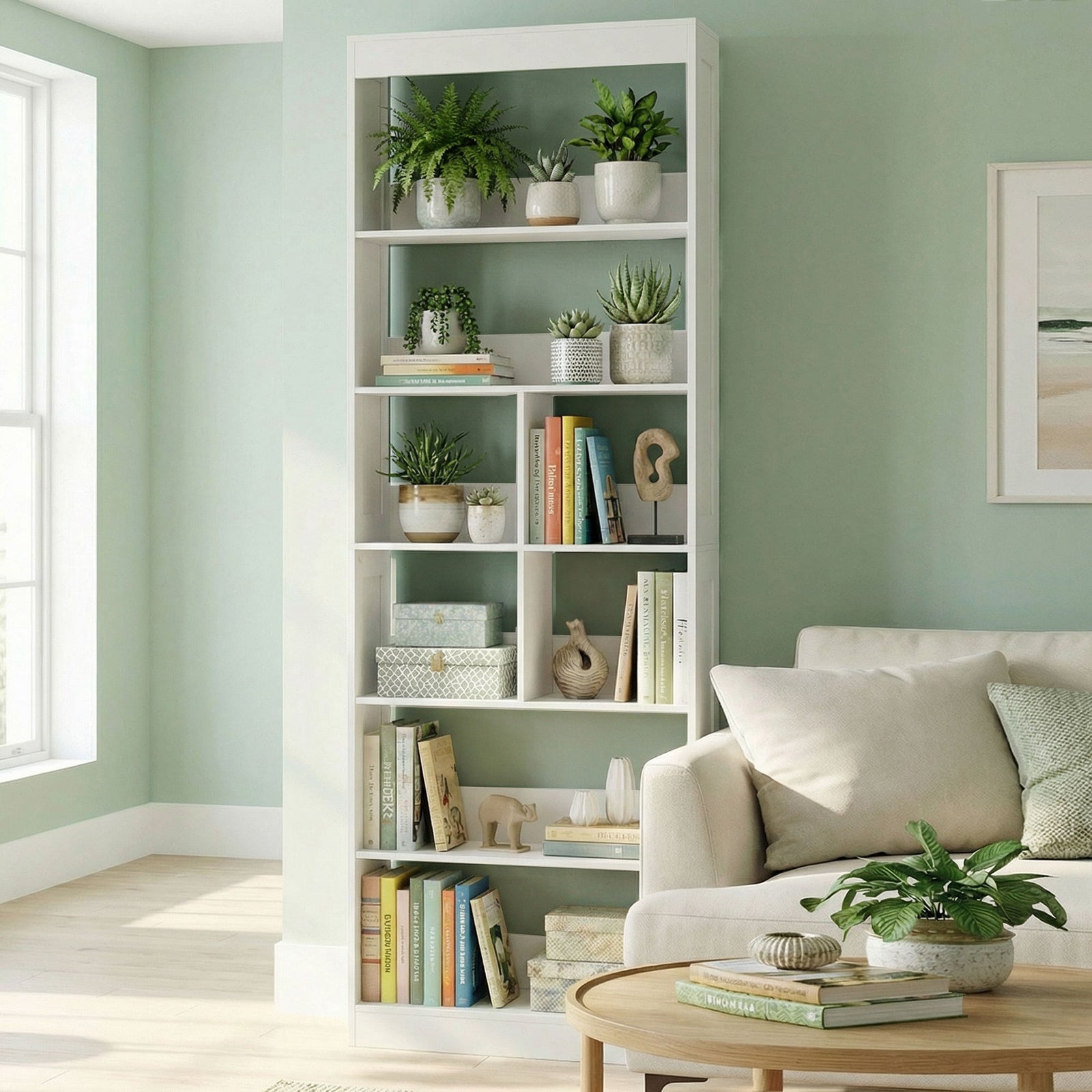 Bookcase, 6-tier Bookshelf With Anti-tipping Design | White