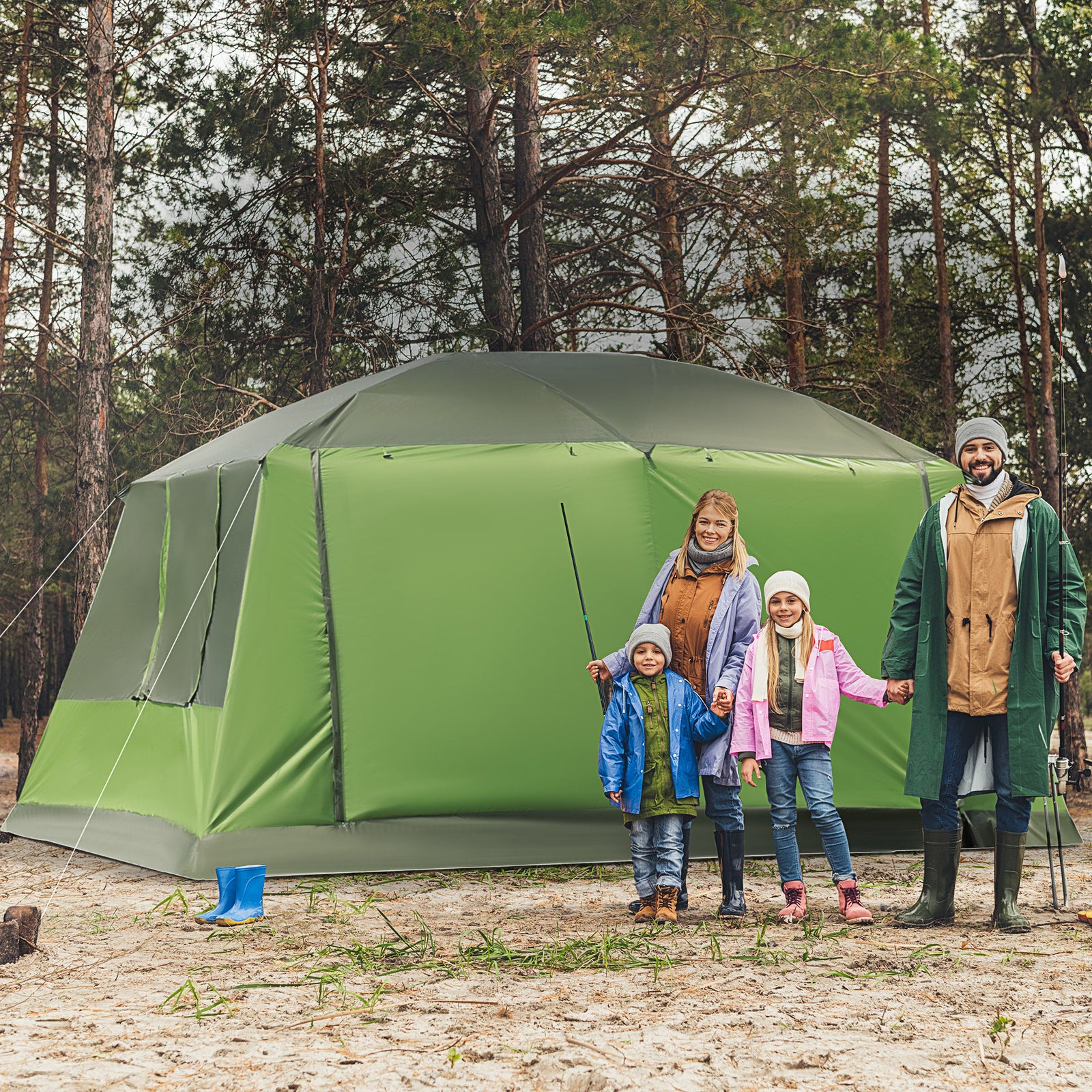 Two Room Dome Tent Camping Shelter W/ Porch And Portable Bag