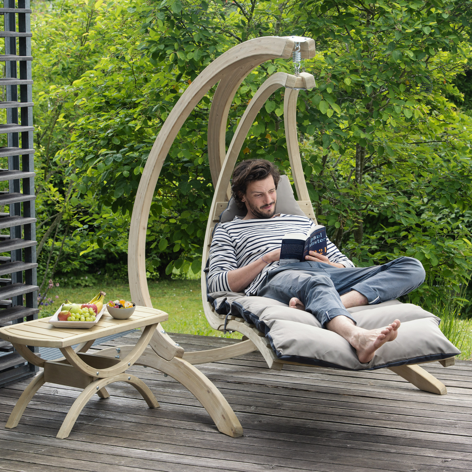 Swing Lounger Floating Recliner Anthracite/Taupe
