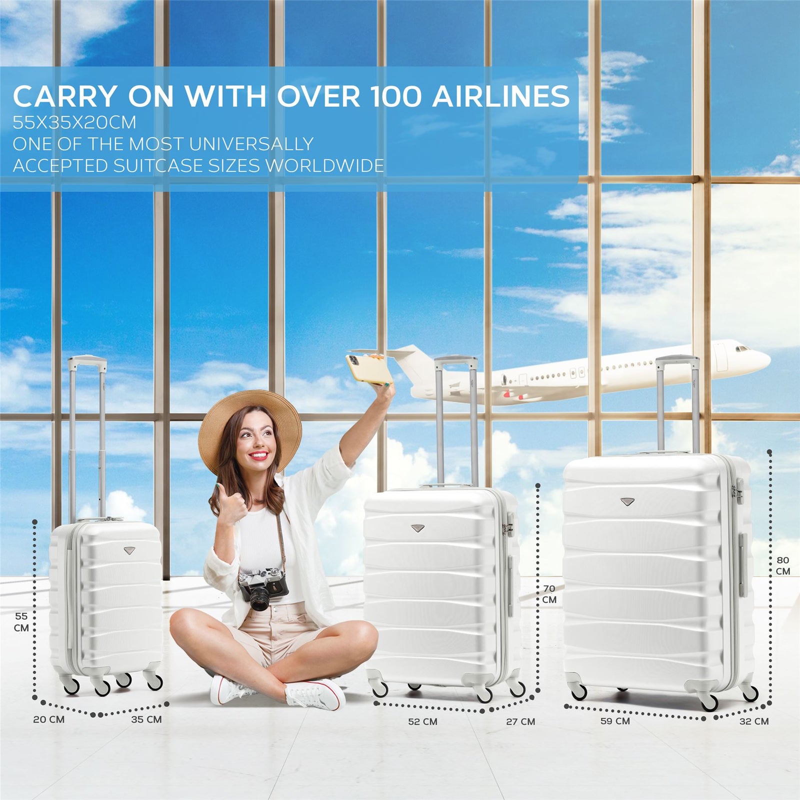 25" Medium Suitcase Check-in Hold Luggage Hard Shell 4 Wheels Tsa Lock | Medium | White