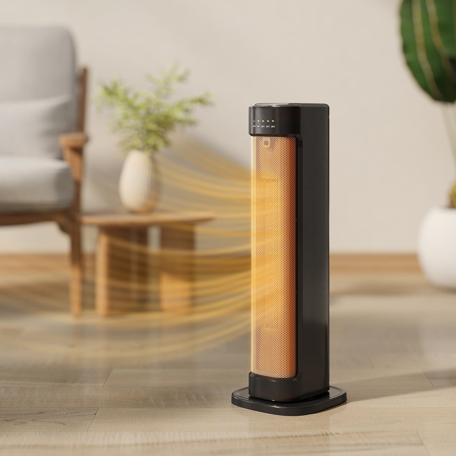 Ceramic Electric Heater, 2000w Space Heater With Timer | Black