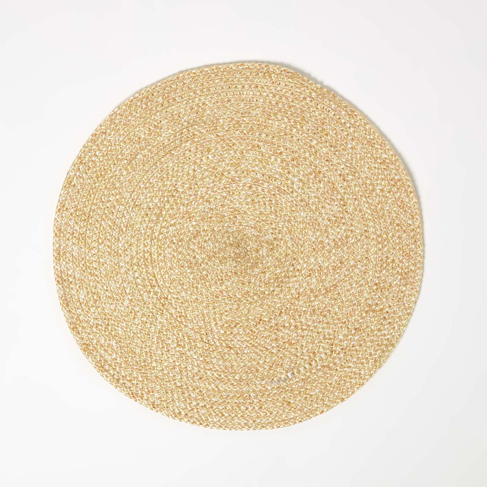 Handwoven Round Placemats Set Of 4 | 40cm | Gold