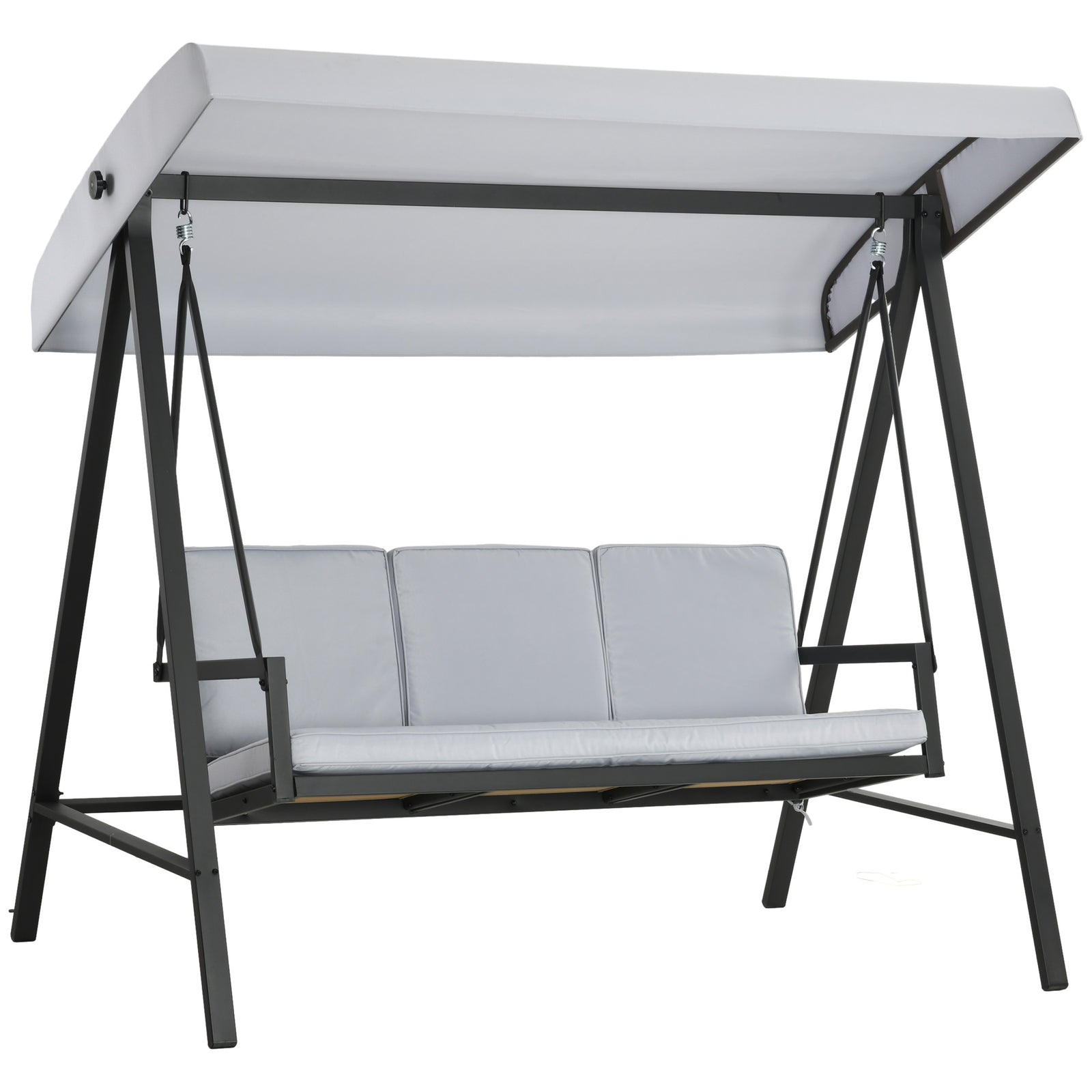 3 Seater Garden Swing Chair W/ Adjustable Canopy And Cushion | Grey