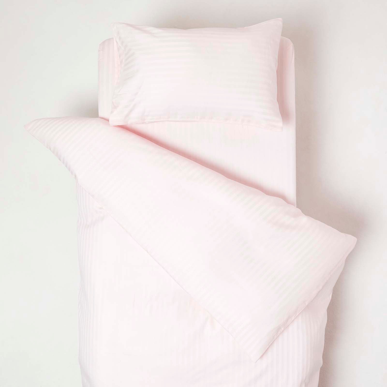 Cotton Stripe Cot Bed Duvet Cover Set 330 Thread Count | Cot Bed | Pink