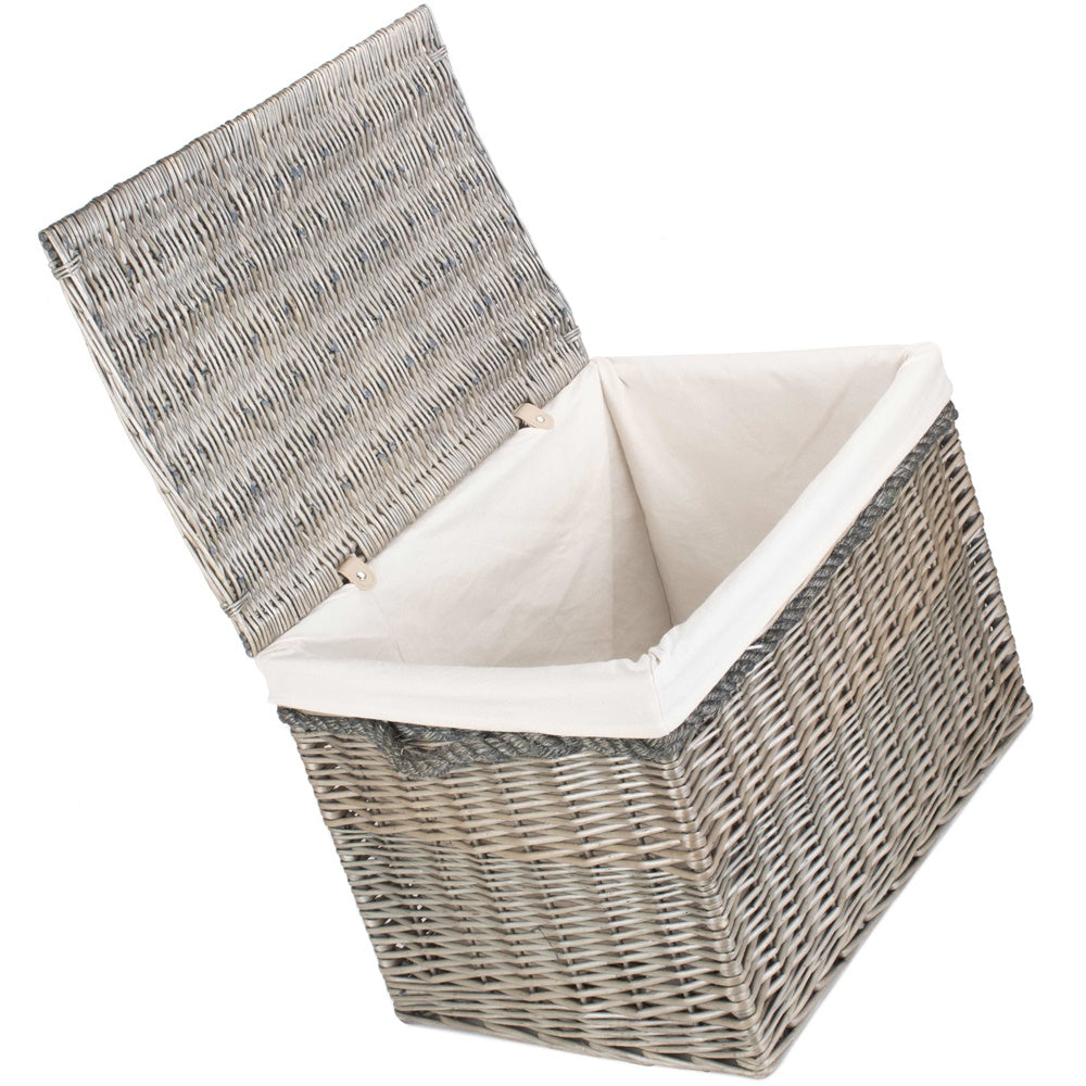 Wicker 58cm Lined Antique Wash Storage Basket