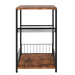 Levede Side Table Bedside End Table 3 Tier Metal Wood Storage Vintage Brown