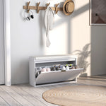 Shoe Storage Bench With Cushion And Flip-drawer | Medium | White