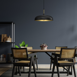 Lincoln 45cm Pendant Lamp Stylish Hand Made Scandi Style Lamp With A Golden Finish To The Shade Interior 1xe27 | 45cm | Black