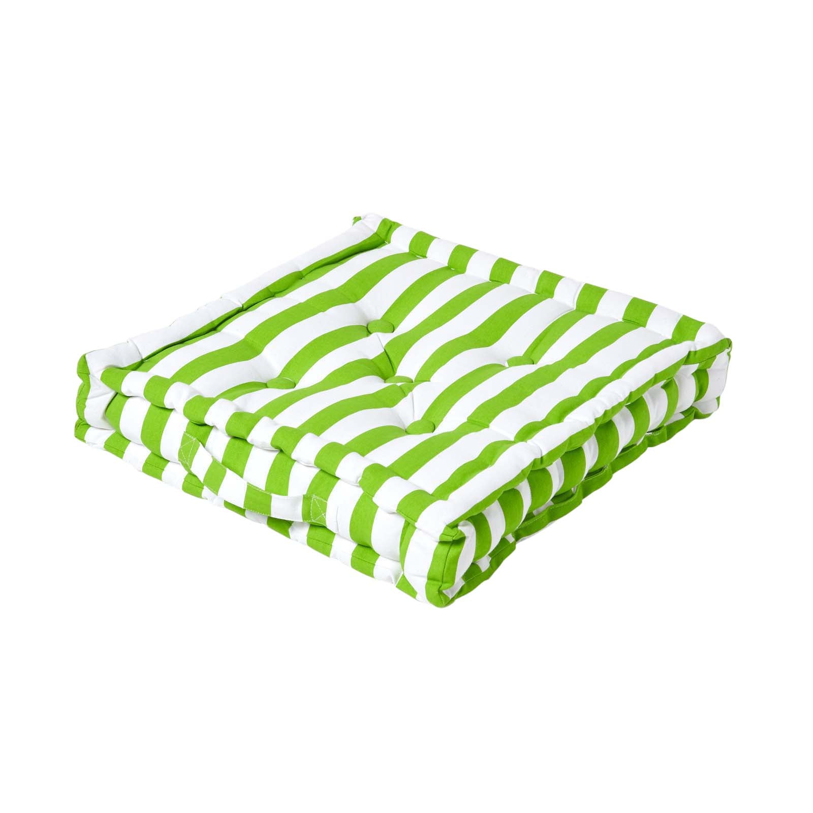 Cotton Thick Striped Floor Cushion | 40cm x 40cm | Green
