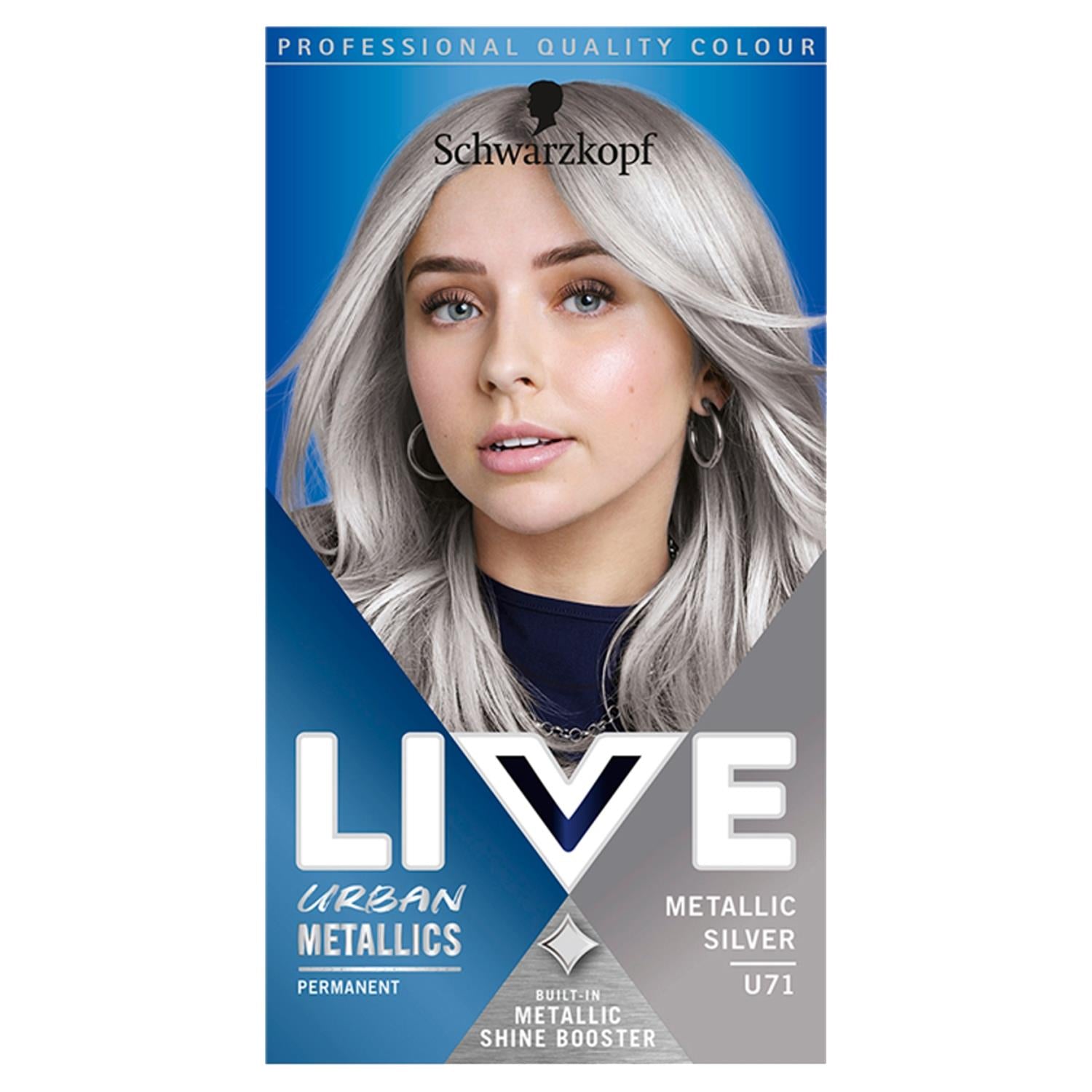 Live Intense Colour Permanent Hair Dye, U71 Urban Metalic Silver