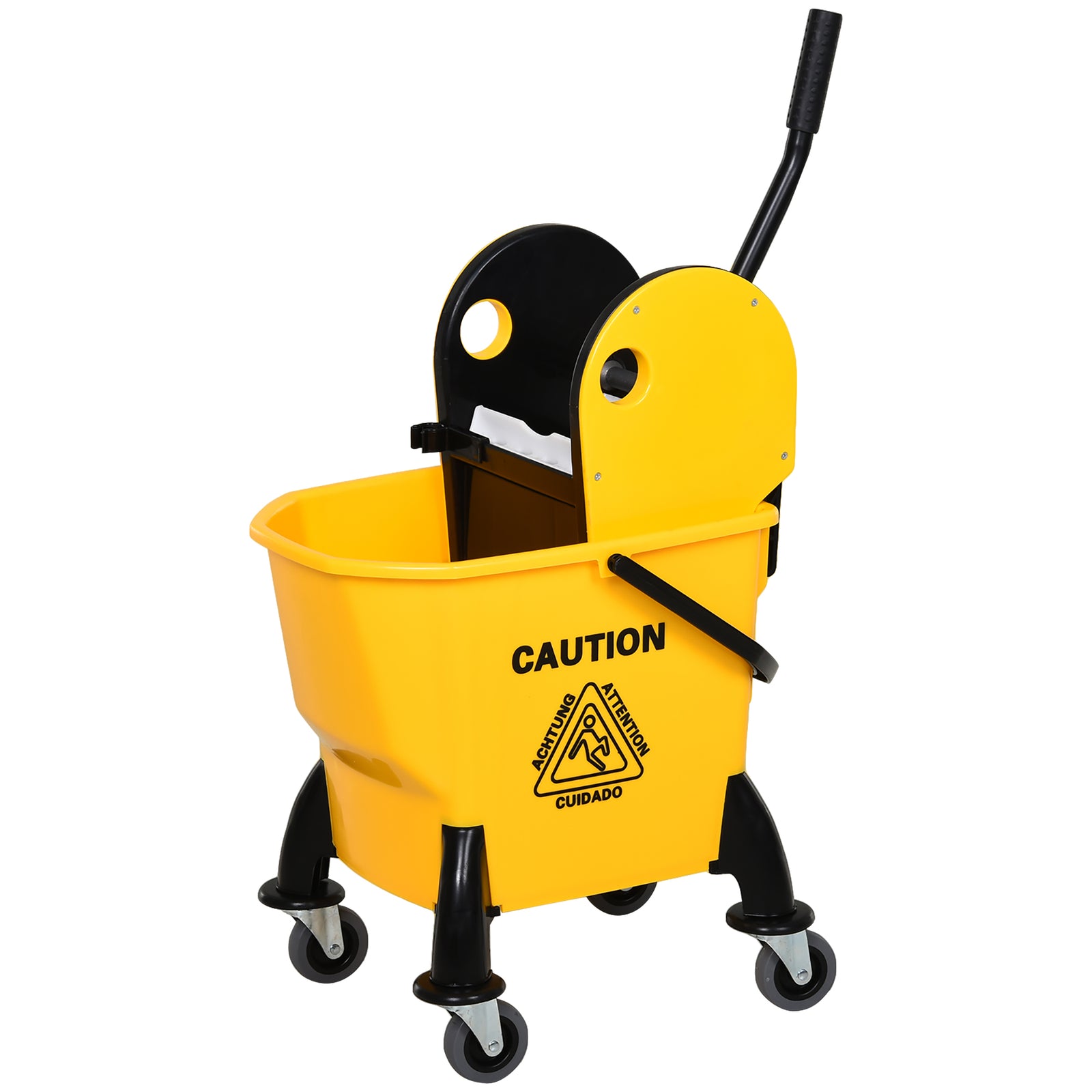 26l Mop Bucket & Water Wringer 4 Wheels Plastic Body