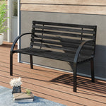 Outdoor Garden Metal Wood Bench