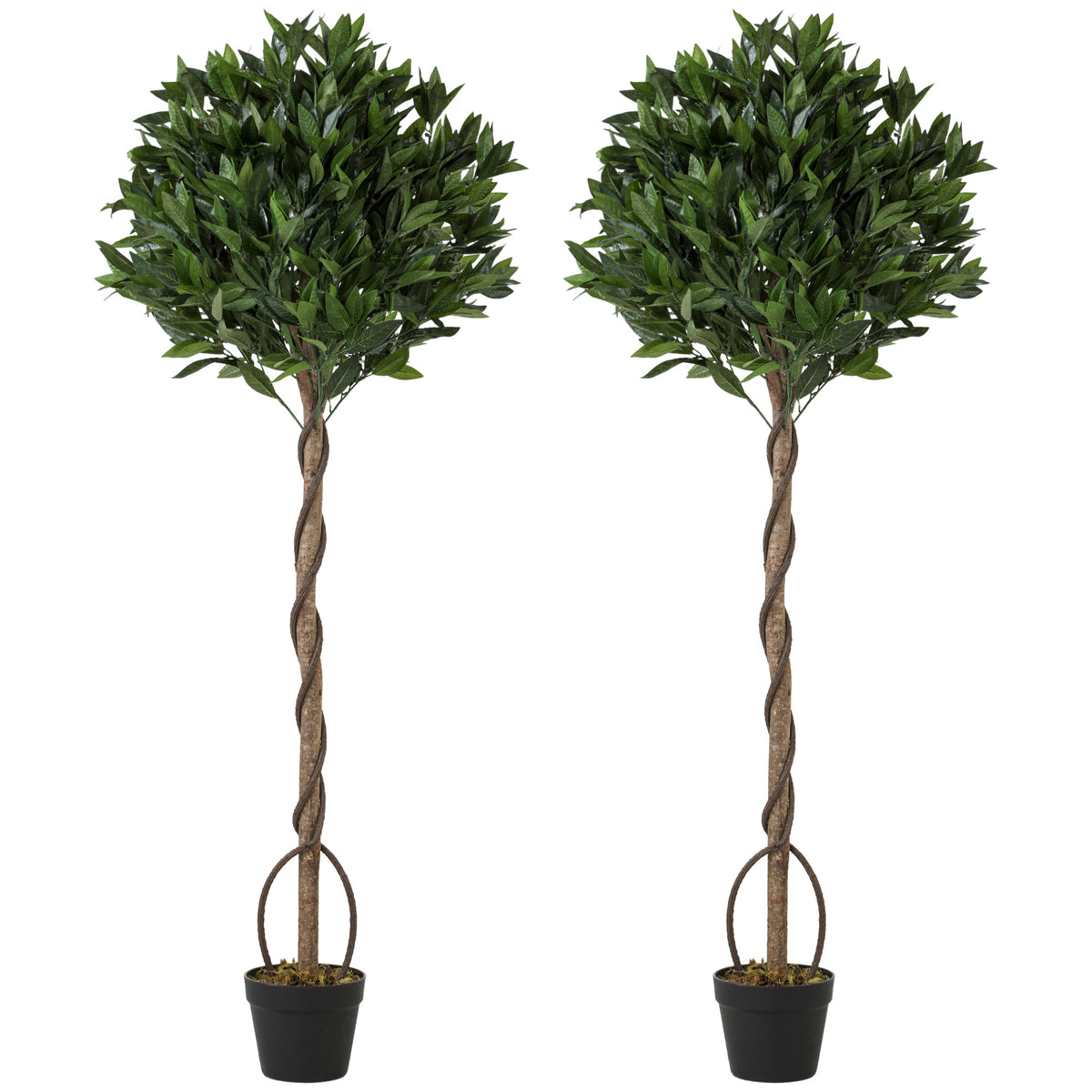 Outsunny Realistic Lush Topiary Ball Tree With Twisted Trunk, Green
