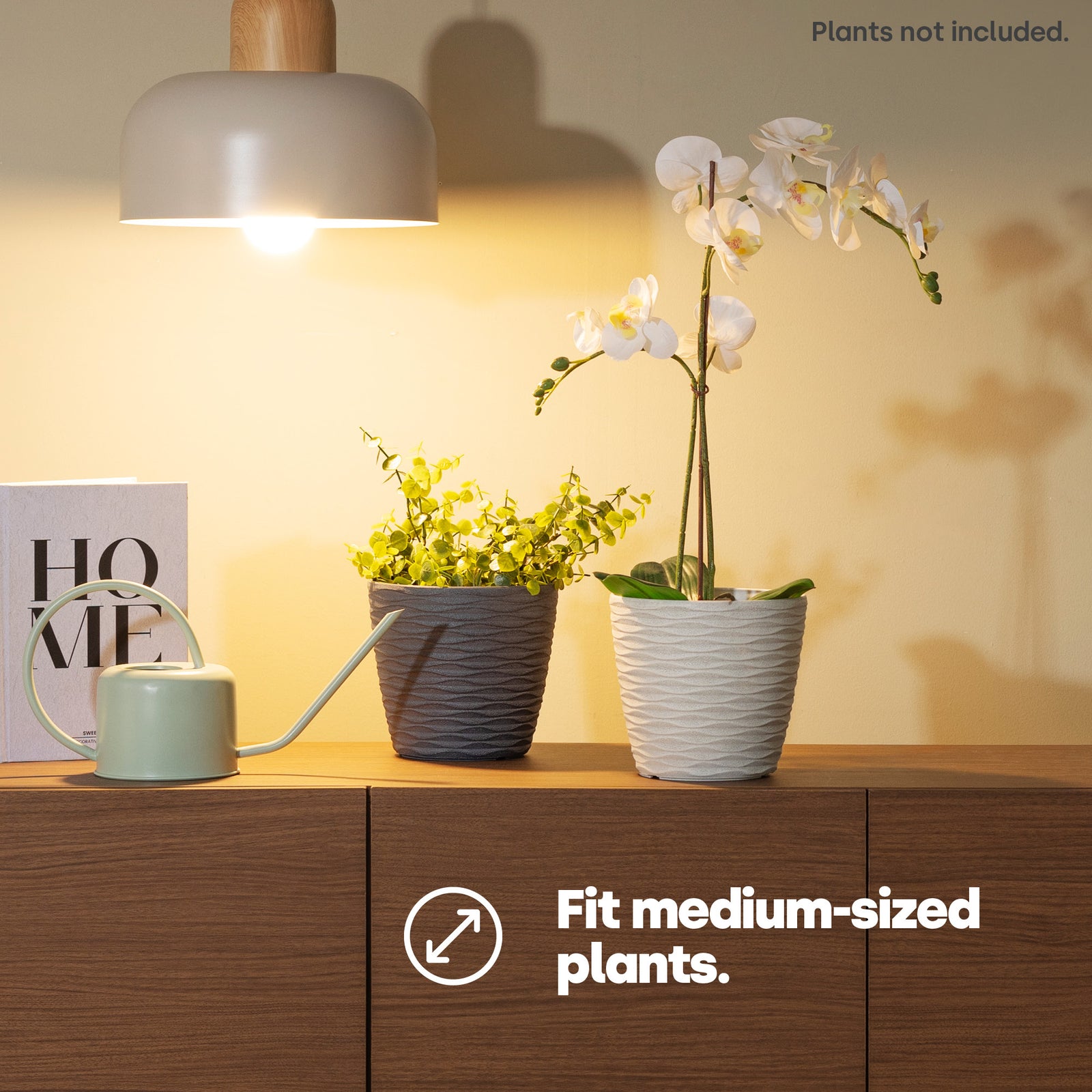 Livivo 18cm Wave Grey & White Plant Pots - Set Of 2