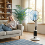 18" Pedestal Fan With Water Mist Spray Standing Fan, 2.8l Tank, White