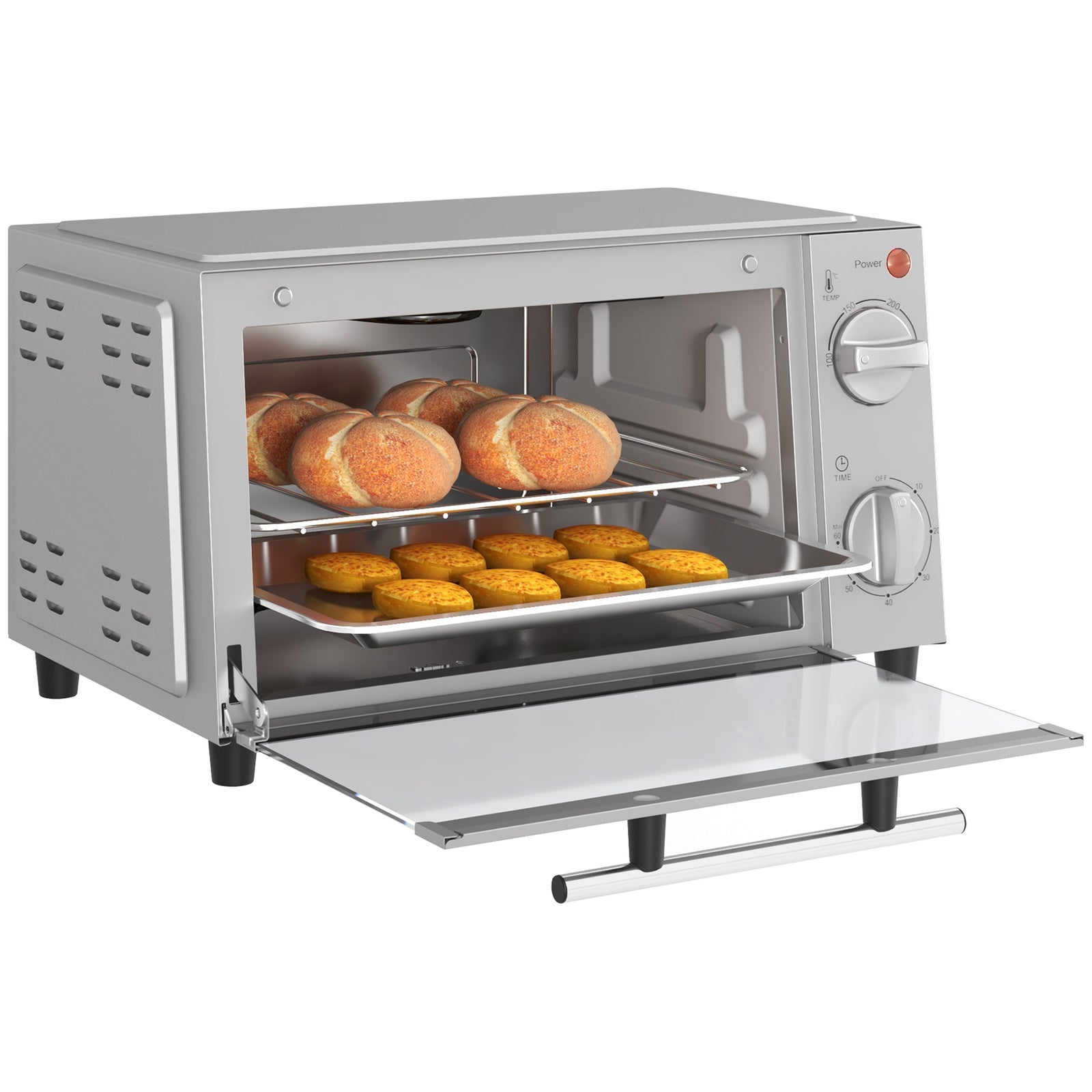 Mini Oven 9l Countertop Electric Grill With Temp Timer | One Size | Silver