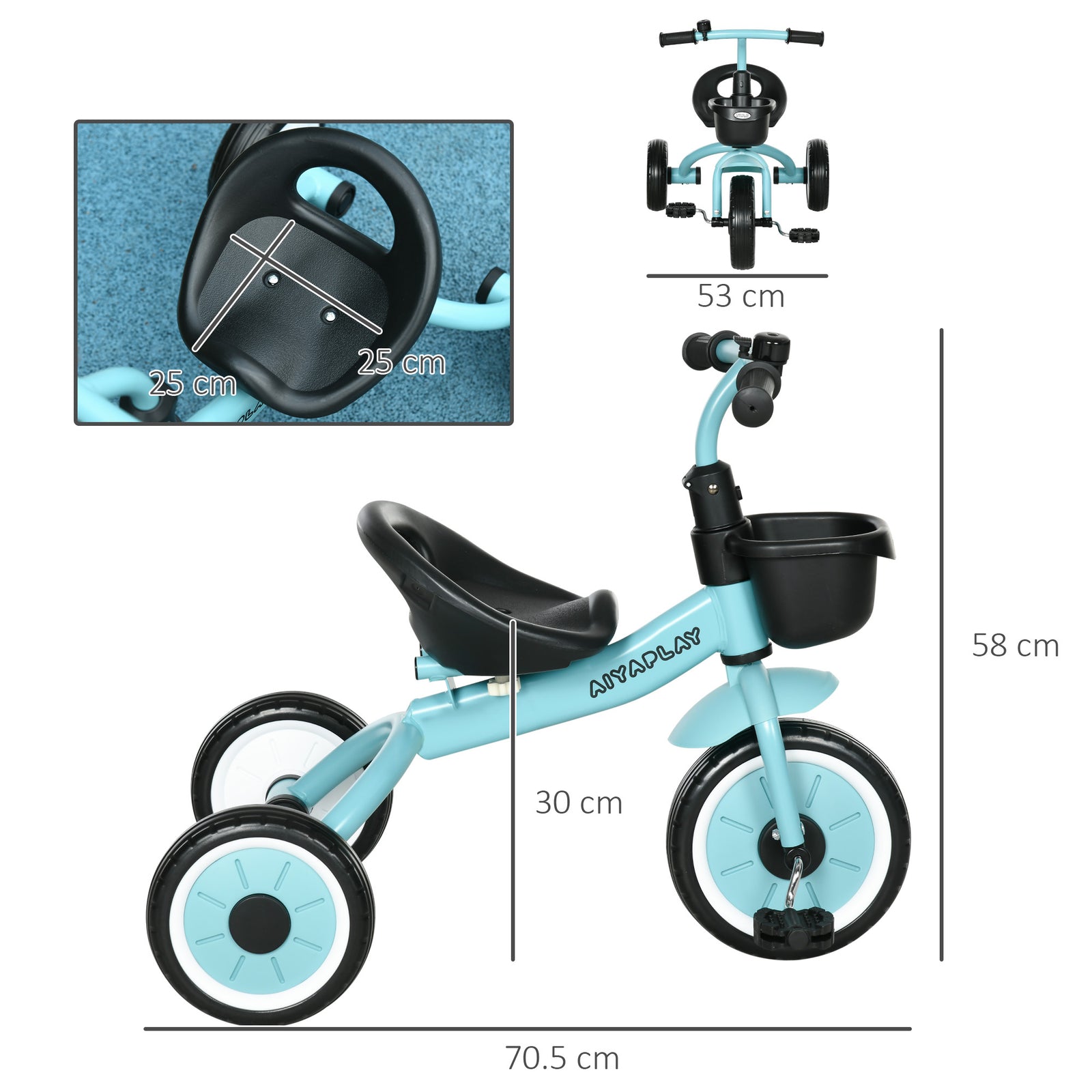 Trike W/ Adjustable Seat Basket, Kids Tricycle For 2-5 Years Old | Blue