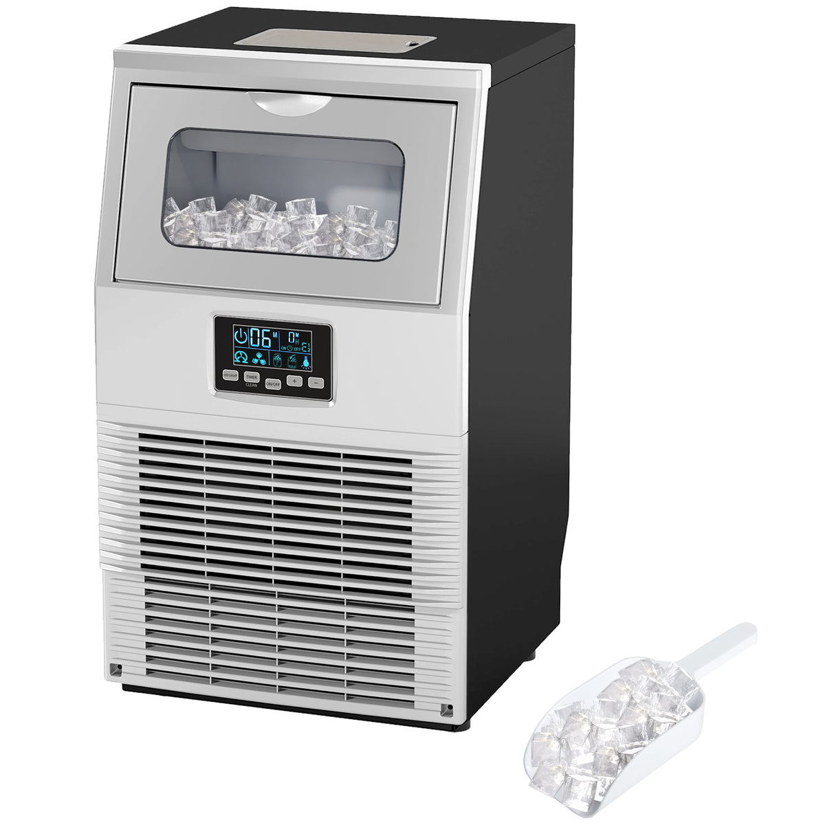 HOMCOM Commercial Ice Maker With 4kg Ice Storage For Home Restaurant