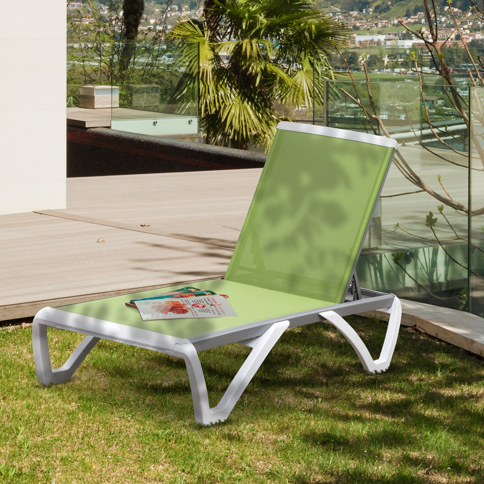 Outdoor Chaise Lounge W/ Adjustable Back | Green