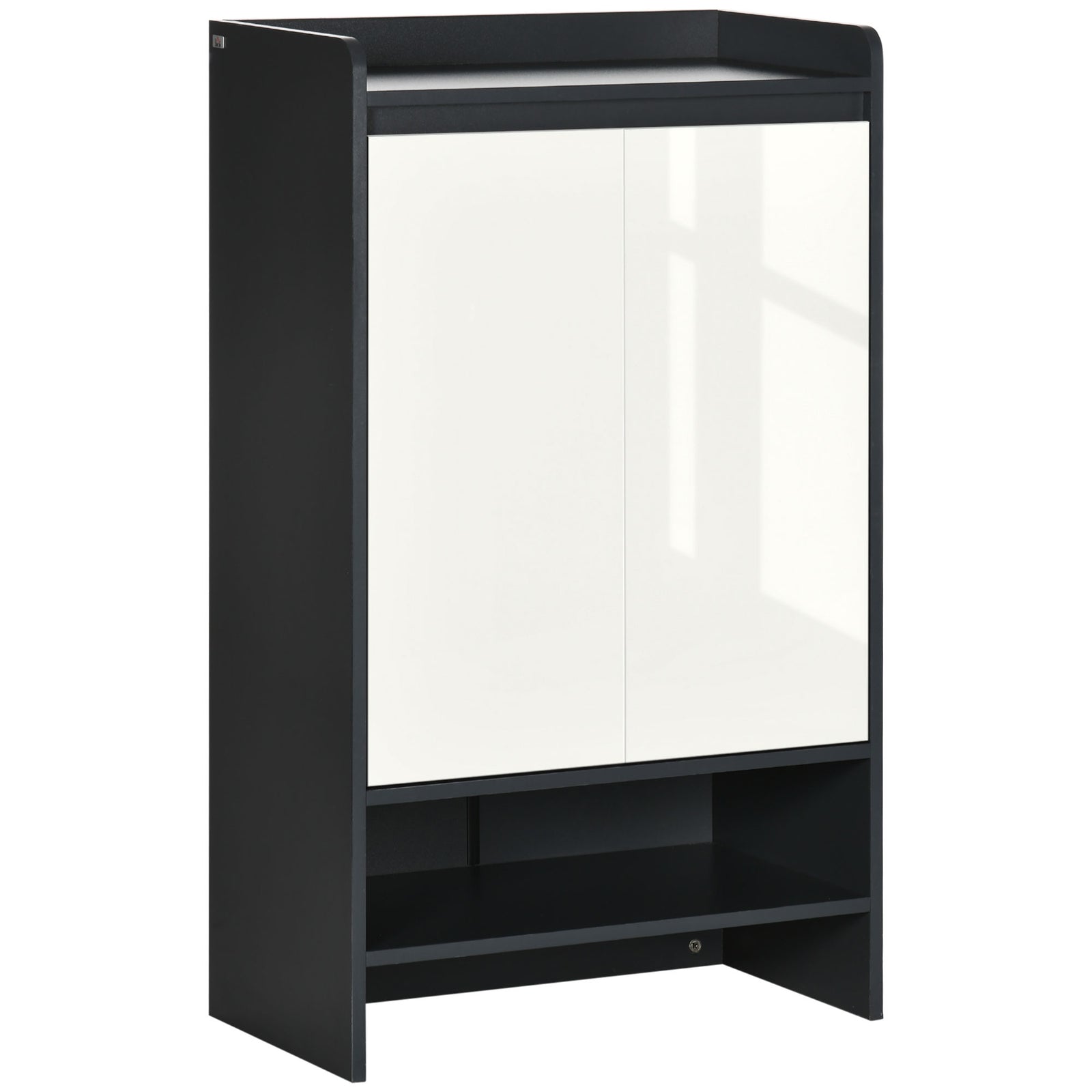Storage Cabinet With High Gloss White Doors For 15/19 Pairs | Medium