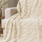 Textured Cable Throw Blanket – Soft Cosy Decorative Throw 150 X 200cm | 150cm x 200cm | Natural
