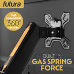 Single & Dual Monitor Arm Desk Mount Gas Spring Bracket 13-32 Inch Screens, Adjustable Stand, Full Motion Tilt Swivel Rotation | Dual Monitor Arm | Black