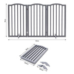 Foldable Freestanding 3/4-panel Arched Pet Gate, Indoor Safety Barrier For Doorways, Halls & Staircases | Small | Grey