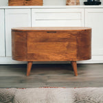 Solid Wood Chestnut Rounded Lid Up Blanket Box