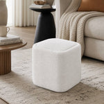 Modern Cube Storage Footstool Ottoman With Reversible Lid | White