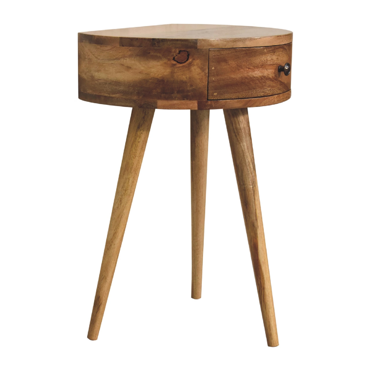Solid Wood Mini Oak-ish Circular Shape Bedside
