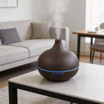 Wood Grain Ultrasonic Essential Oil Diffuser | Black