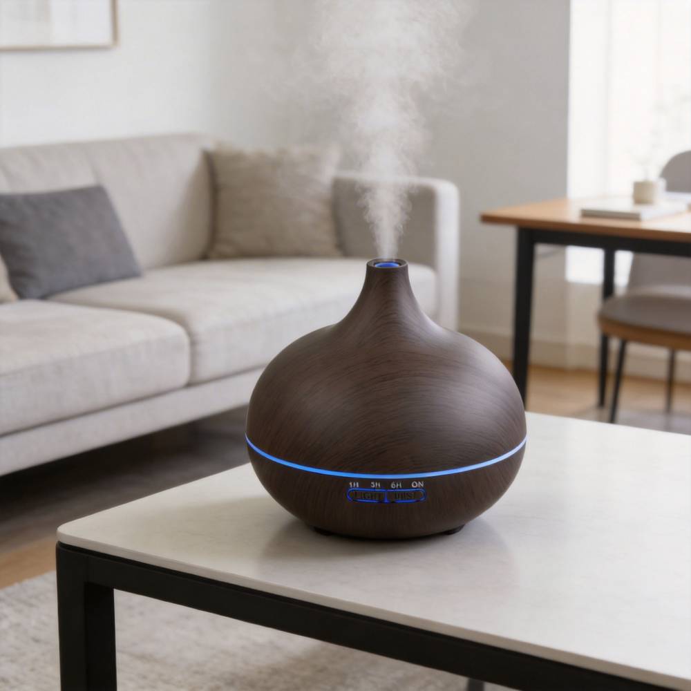 Wood Grain Ultrasonic Essential Oil Diffuser | Black