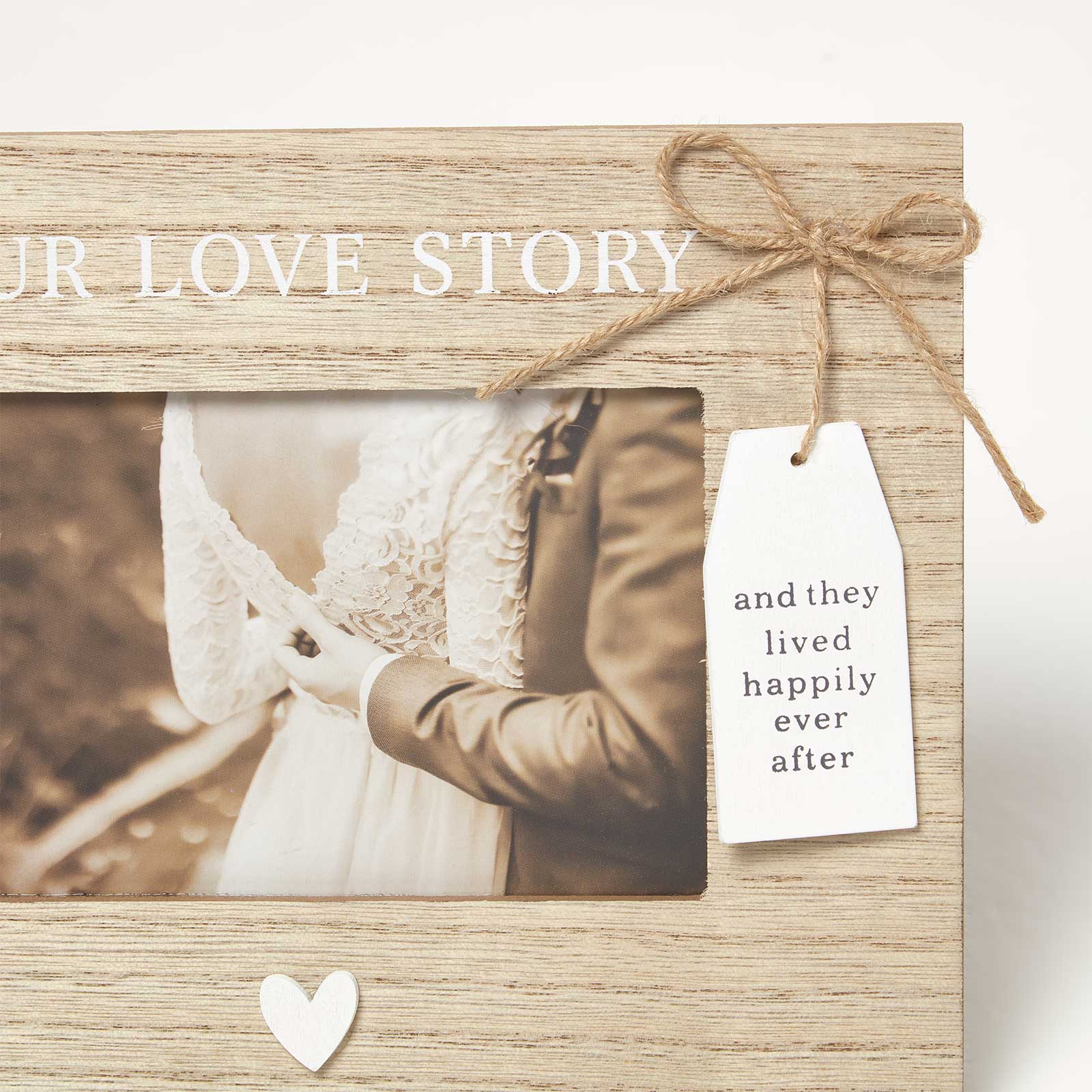 HOMESCAPES Love Story Wood Grain Photo Frame, 4x6