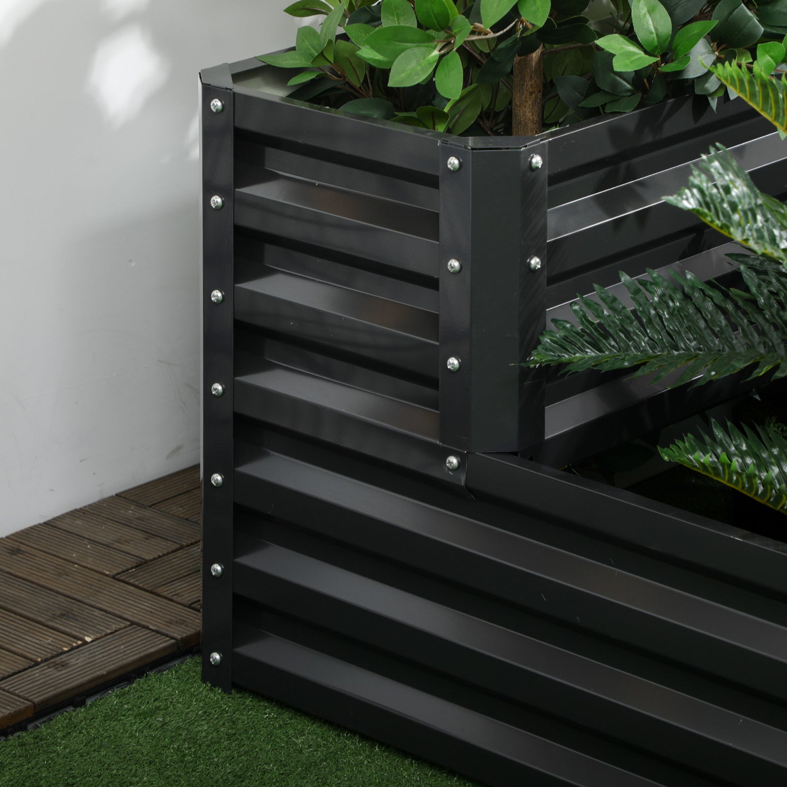 2 Tier Galvanized Raised Garden Bed Dark Grey