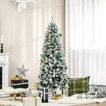 5/6ft Snow Flocked Artificial Christmas Tree Pencil Shape | 5ft | Green