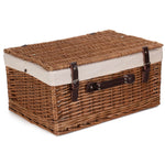 Wicker Double Steamed 51cm Picnic Basket | White