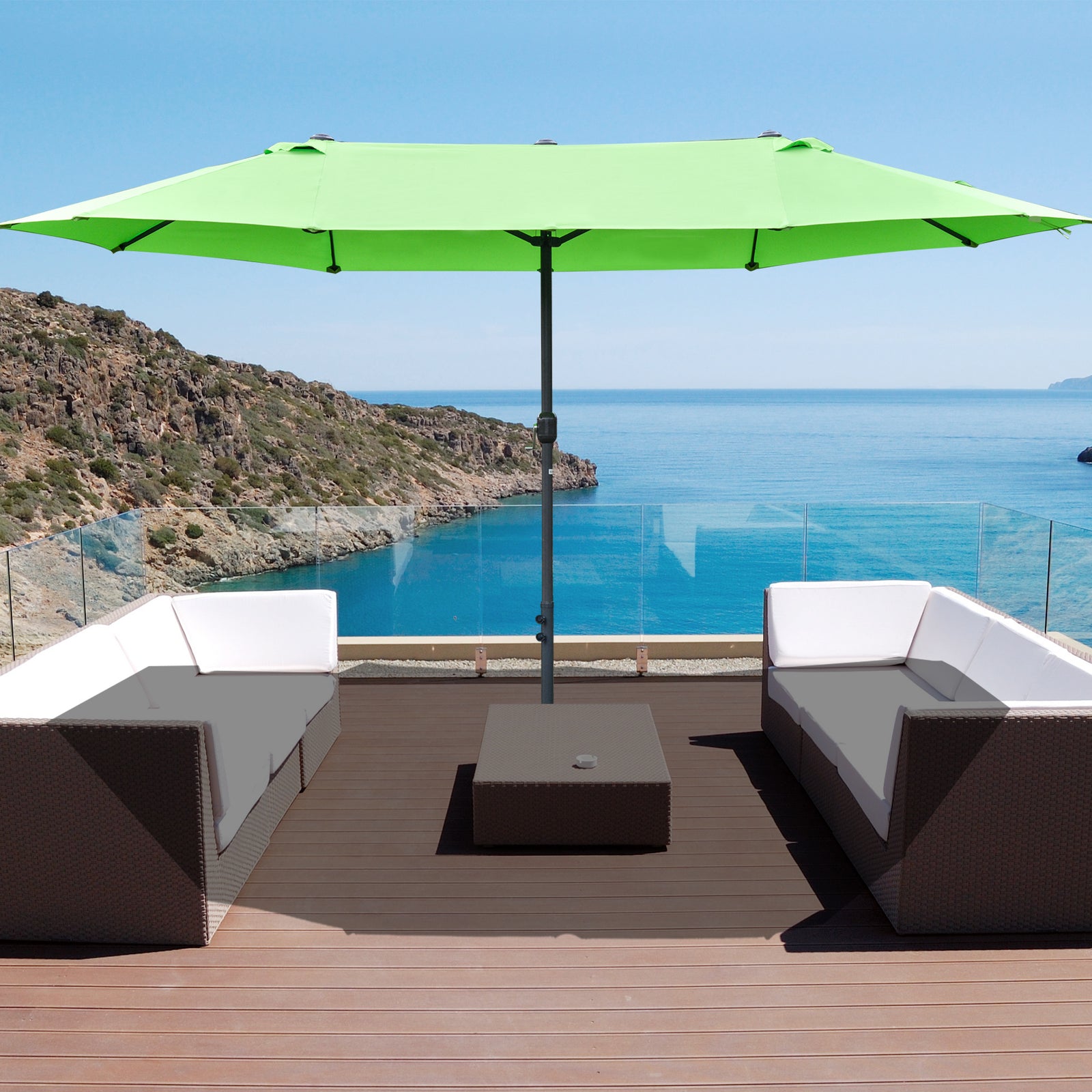4.6m Double-sided Sun Umbrella W/ Base | Green