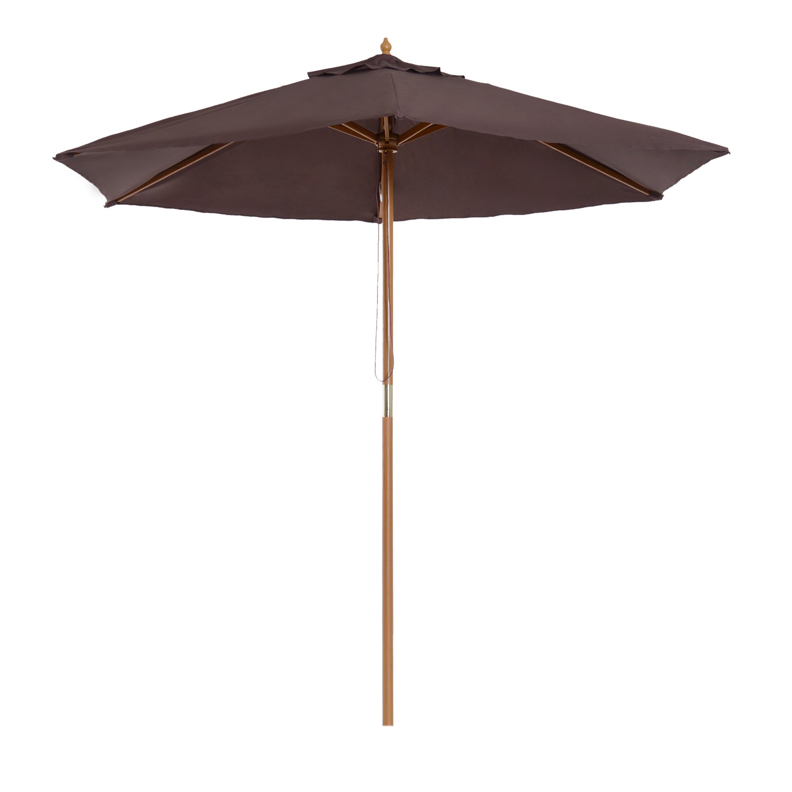 2.5m Wood Garden Parasol Sun Shade | Coffee