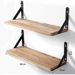 Dyzi Set Of 4 Rustic Wooden Floating Wall Shelves 42cm