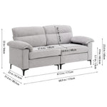 Minimalist Chenille Fabric Two-seat Sofa With Wooden Frame & Black Metal Legs | Grey
