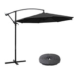 Outdoor 3m Cantilever Garden Parasol With Cross And Fillable Base | One Size | Black