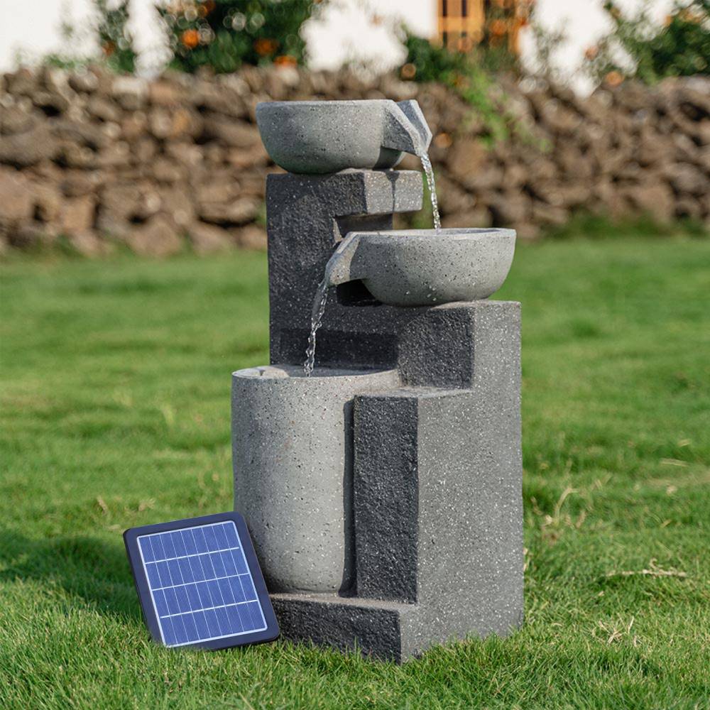 Outdoor Water Fountain Rockery Decor Solar Powered